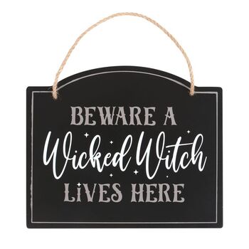 Beware A Wicked Witch Lives Here Hanging Sign, 2 of 4