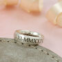 Roman Numerals Personalised Solid Silver 6mm Ring, thumbnail 1 of 12