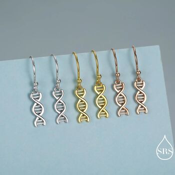 Dna Molecular Structure Drop Hook Earrings In Sterling Silver, 5 of 11
