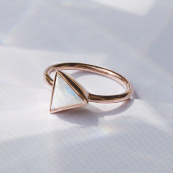 18ct Rose Gold Plated Triangle Moonstone Ring, 4 of 5