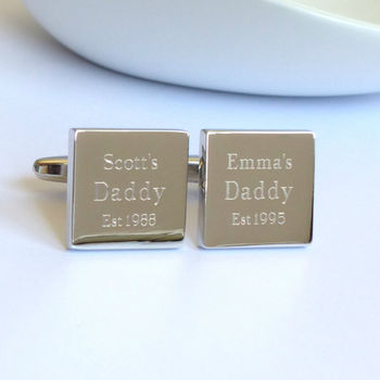Personalised Square Silver Plated Daddy Tile Cufflinks, 2 of 3