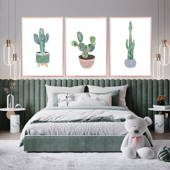 Set Of Three Cactus Plant Scandi Wall Art Prints, 2 of 5