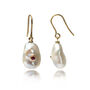 Keshi Pearl Earrings With Ruby In Solid Gold, thumbnail 3 of 5