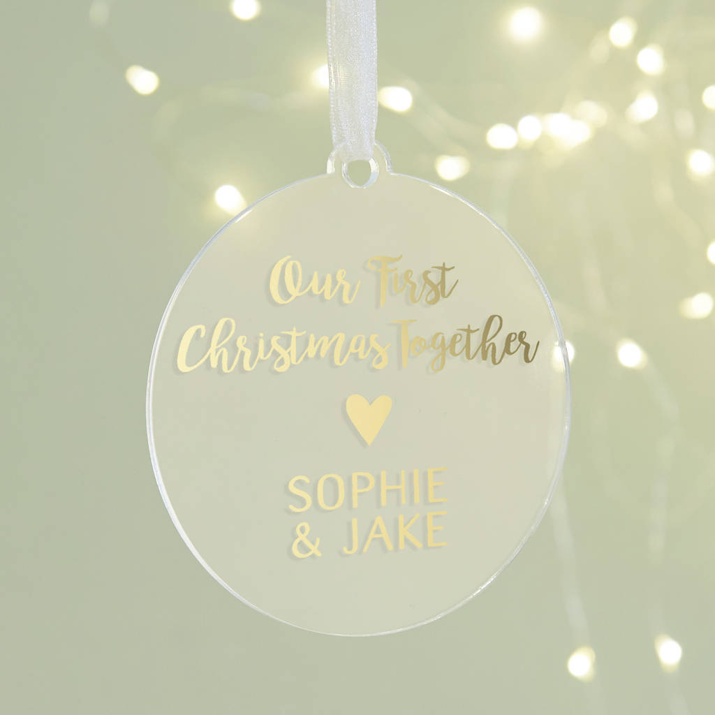 first christmas together personalised foil decoration by norma&dorothy