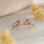 Sterling Silver Tiny Bullfinch Bird Stud Earrings, thumbnail 1 of 11