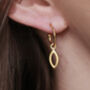 18ct Gold Plated Hoop Earrings With Oval Charms, thumbnail 2 of 3