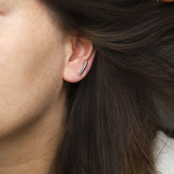 Sterling Silver Bar Stud Earrings, 4 of 11