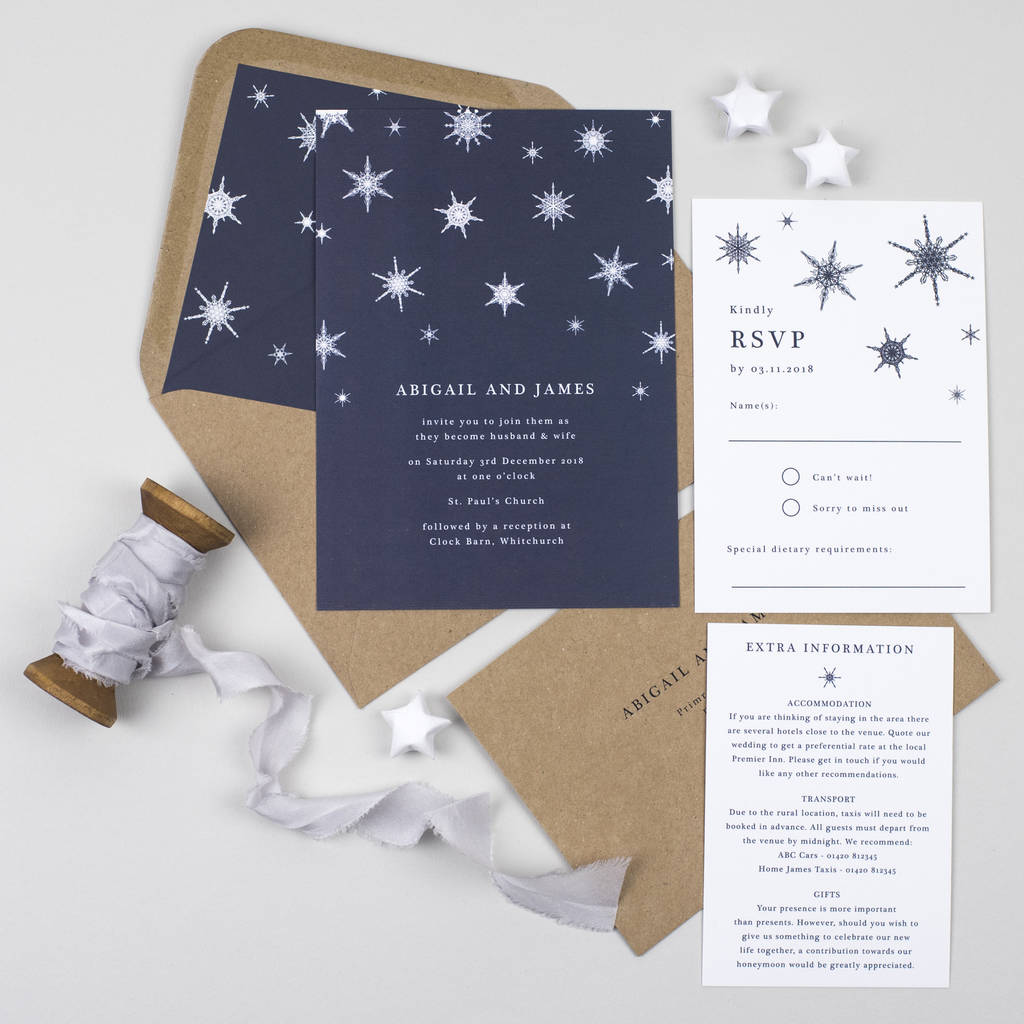 Winter Wedding Invitation By Pear Paper Co Notonthehighstreet