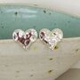 Silver Hammered Heart Stud Earrings, thumbnail 3 of 6