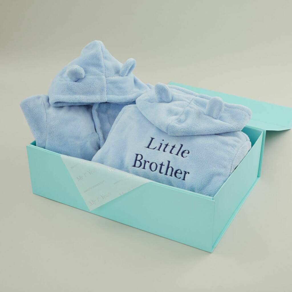 Image of Big And Little Brother Blue Dressing Gown Set