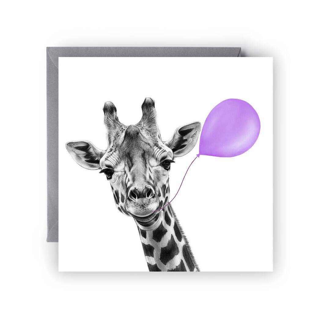 Fun Giraffe Balloon Brithday Card