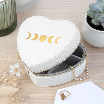 Lunar Phase White Heart Jewellery Case, 3 of 11