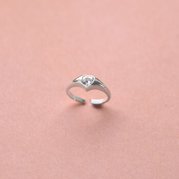 Sterling Silver Chunky Heart Gemstone Ring, 5 of 8