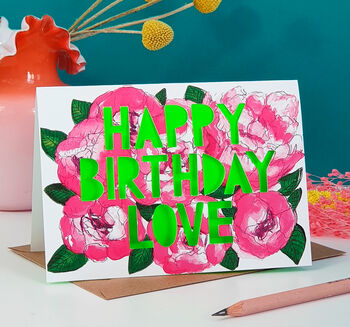 Neon Floral Papercut Birthday Four Pack, 3 of 5