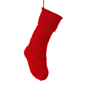 Personalised Berry Red Knitted Christmas Stocking, 2 of 5
