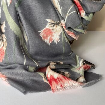Thistle Print Scarf In Grey, 3 of 3
