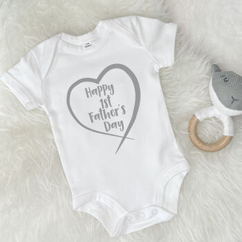 Happy 1st Father's Day In Heart Babygrow, 7 of 10