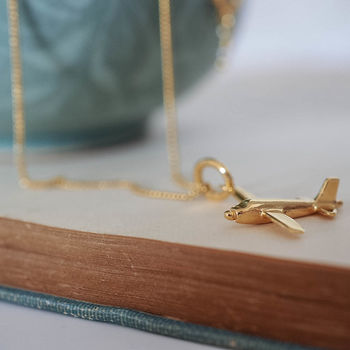 Airplane Necklace In Silver Or Gold, 5 of 5