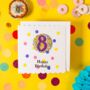 8th Birthday Card And Badge Set, thumbnail 1 of 5