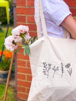 Wildflower Floral Embroidered Tote Bag, 3 of 3