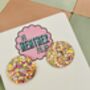 Circle Glitter Resin Earrings / Butter Yellow Earrings / Statement Studs / Modern Statement Fashion Earrings, thumbnail 9 of 9