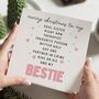 Personalised Girly Christmas Card For Bestie, thumbnail 1 of 7