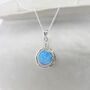 Blue Fire Opal Pendant With Dainty Flower Detail, thumbnail 1 of 6