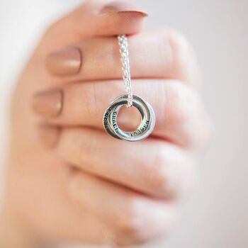Personalised Interlocking Russian Ring Necklace, 9 of 10