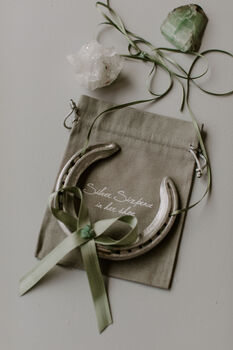 Green Crystal Personalised Lucky Wedding Horseshoe Gift, 4 of 11