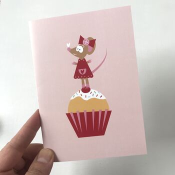 Miss Mouse And Cupcake Birthday Card, 2 of 4