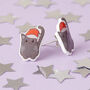 Festive Cat Resin Christmas Earrings, thumbnail 4 of 6