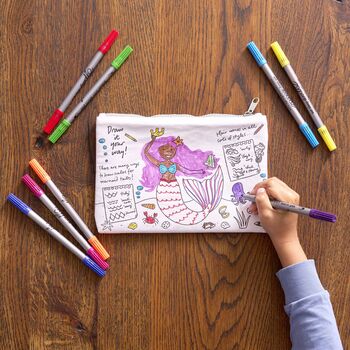 Reusable Colour In Pencil Case Mermaid Craft Kit + 10 Pens, 3 of 8