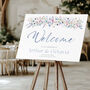 Wildflower Wedding Welcome Sign Pink And Blue, thumbnail 2 of 5