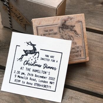 Christmas Invitation Personalised Rubber Stamp, 3 of 4