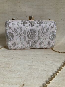 Pale Pink Floral Embroidered Clutch Bag, 4 of 10