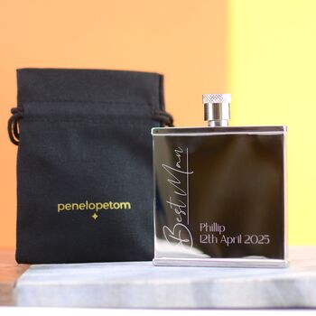 Personalised Slim Best Man Hipflask, 3 of 5