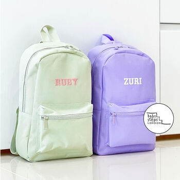 Green Personalised Name/Initials Unisex Mini Backpack, 4 of 7