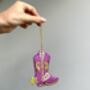 Cowboy Boot Hanging Christmas Decoration, thumbnail 2 of 8