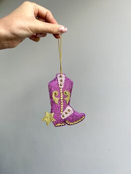 Cowboy Boot Hanging Christmas Decoration, 2 of 8