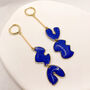Royal Blue Abstract Statement Earrings, Clay And Resin, thumbnail 7 of 10
