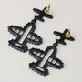 Black Dangle Plane Earrings With Crystal Details, thumbnail 4 of 4
