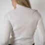 White Knitted Turtleneck Pullover Casual Sweater, thumbnail 3 of 7