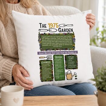 'Garden In Time' Personalised Cushion Gift For Gardeners All Years Available, 3 of 10
