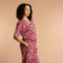 Indian Cotton Fuchsia Freesia Print Pyjama Set, thumbnail 3 of 4