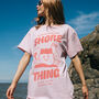 Shore Thing Women's T Shirt With Sandcastle Graphic, thumbnail 1 of 4