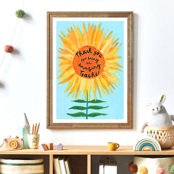 Sunflower Thank You Personalised Teacher Print, 2 of 6