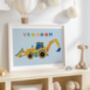 Personalised Kids Digger Print, thumbnail 1 of 6