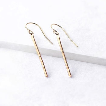 Hammered Bar Earrings, In Gold Fill And Silver, 2 of 3