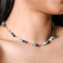 Multicoloured Semi Precious Stone Chip Necklace In Gold, thumbnail 1 of 4