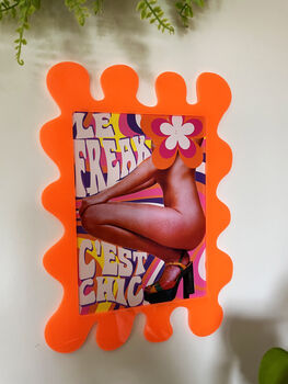 Neon Orange Wall Print Blobby Frame Free Print Included, 4 of 10